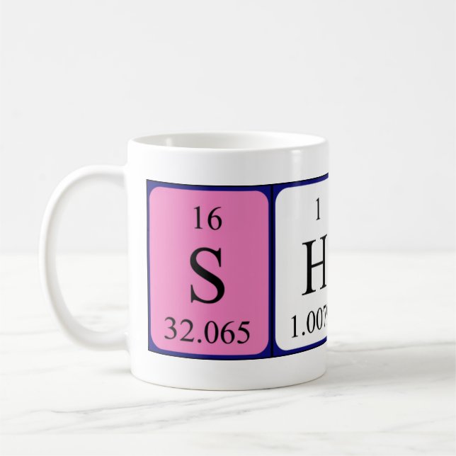 Shark periodic table word mug (Left)