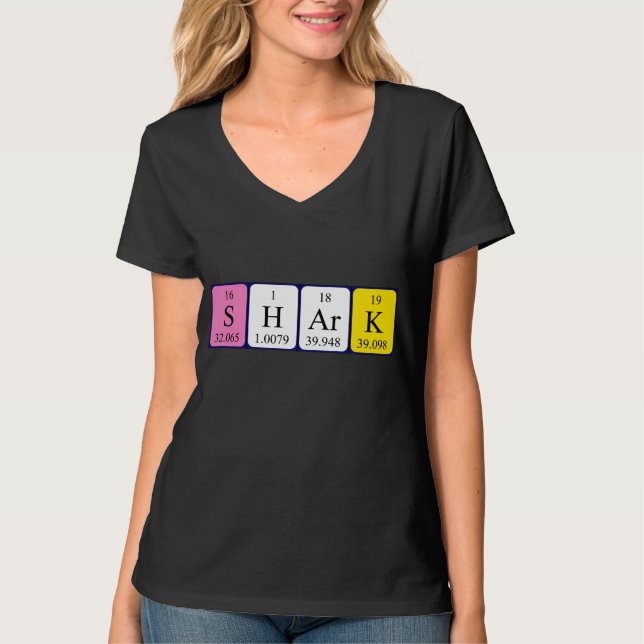 Shark periodic table word shirt (Front)
