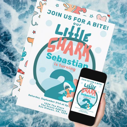 Shark Personalized Birthday Party Invitation