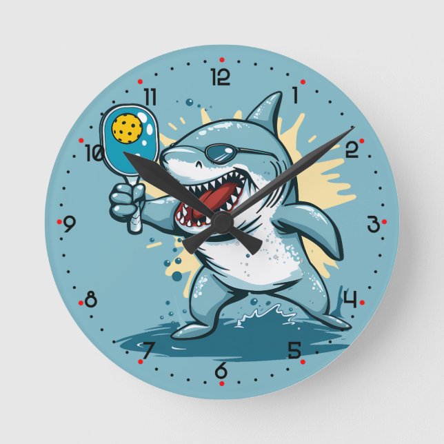 Shark Pickleball  Round Clock (Front)