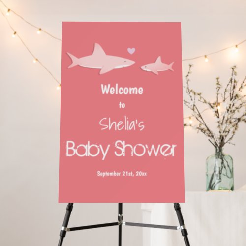 Shark Pink Baby Shower Welcome Foam Board
