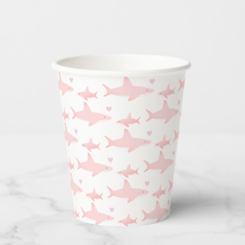 Shark Pink Heart Baby Shower Paper Cups