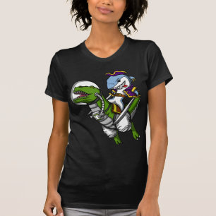 Shark Pirate Astronaut Riding Space T-Rex Dinosaur T-Shirt