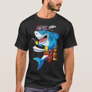 Shark Pirate Costume Jolly Roger Flag Jawsome Gift T-Shirt