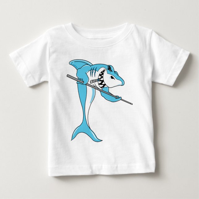 Shark Playing Billiards Baby T-Shirt (Front)