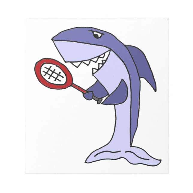 Shark Playing Tennis Cartoon Notepad (Front)
