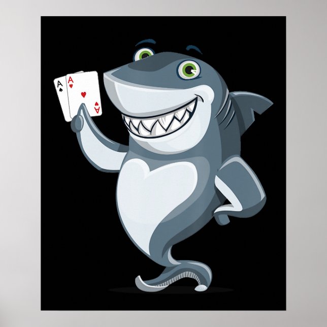 Shark Poker Player - Funny Shark Gifts Poster (Front)