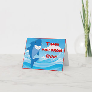 Shark Pool Birthday Party Thank You Note Card