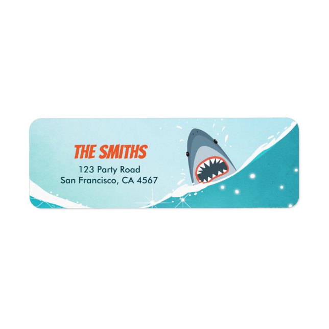 Shark Pool party Address Labels Ocean Splish Boy (Front)