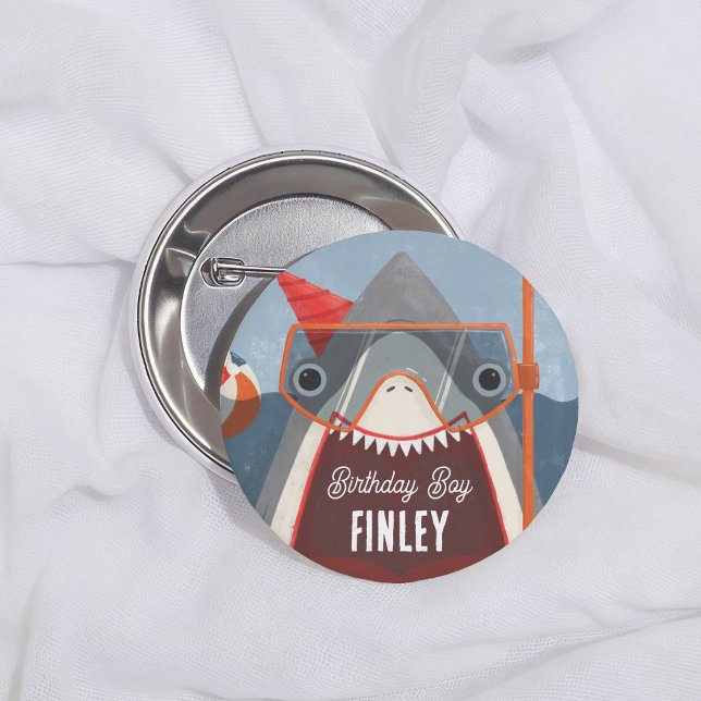 Shark Pool Party Birthday Boy Button (Creator Uploaded)