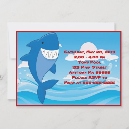 Shark Pool Party Birthday Invitation