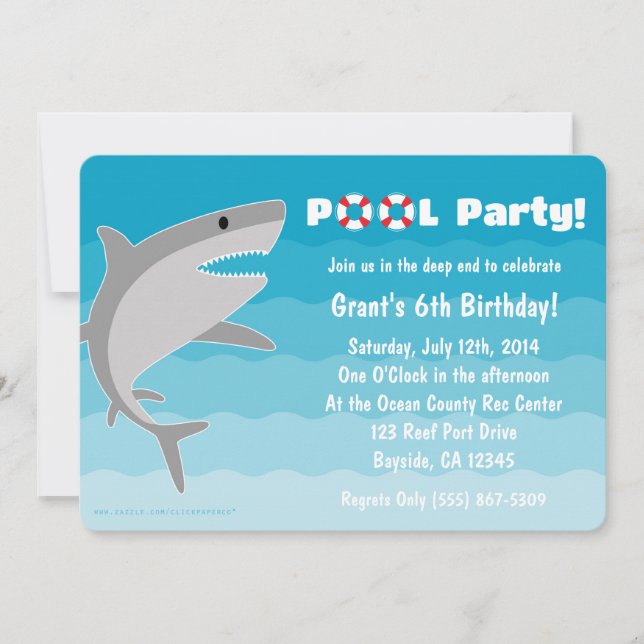 Shark Pool Party Invitation (Front)