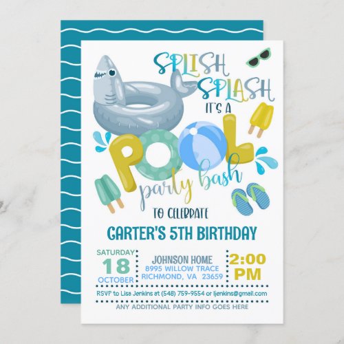Shark Pool Party Invitation