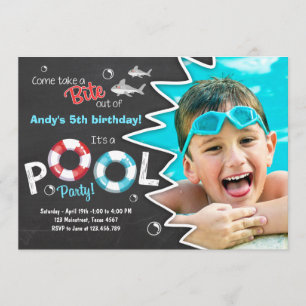 Shark Pool party invitation Shark birthday invite