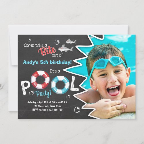 Shark Pool party invitation Shark birthday invite