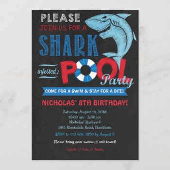Shark Pool Party Invitation  Shark Invitation by ApplePaperie at Zazzle