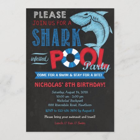 Shark Pool Party Invitation, Shark Invitation