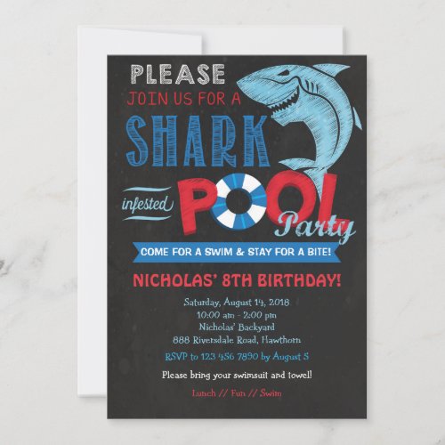 Shark Pool Party Invitation Shark Invitation