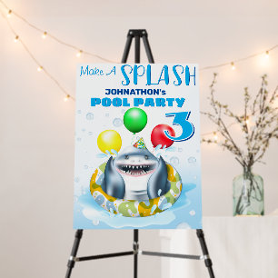 Shark Pool Party Kids Birthday Foam Board