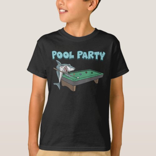 Shark Pool Party Pun Billiard Summer Beach Pool T_Shirt