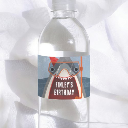Shark Pool Party Summer Birthday Water Bottle Label