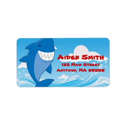 Shark Pool Swimming Birthday Party Address Labels