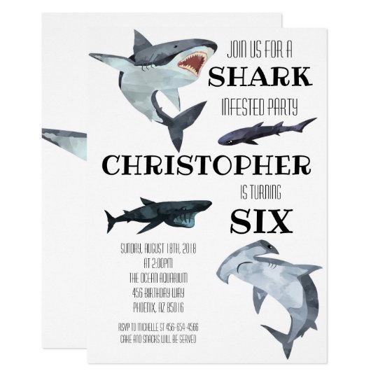 shark pool swimming birthday party invitation zazzle com