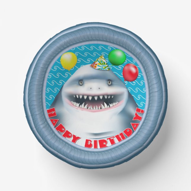 Shark Porthole Birthday Party Paper Bowls (Front)