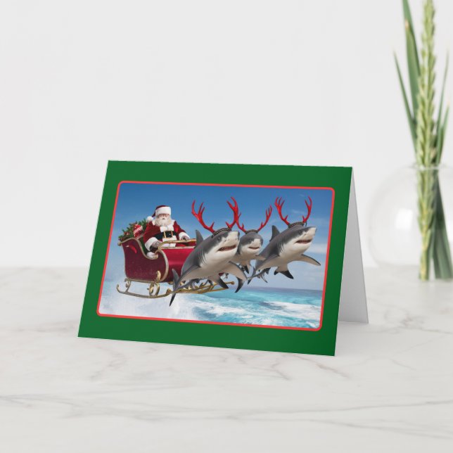 Shark Powered Sleigh Holiday Card (Front)