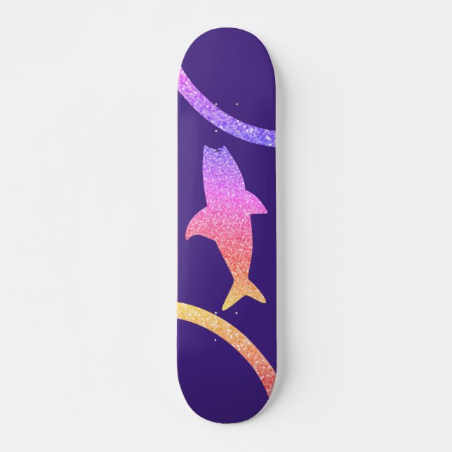 Shark Rainbow Glitter Purple Skateboard (Front)