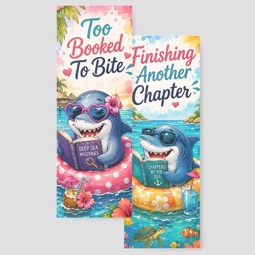 Shark Reading Bookmarks