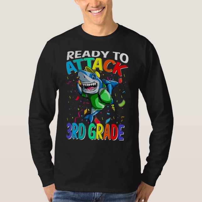 Shark Ready To Attack 3rd Grade Back To School Boy T-Shirt (Front)