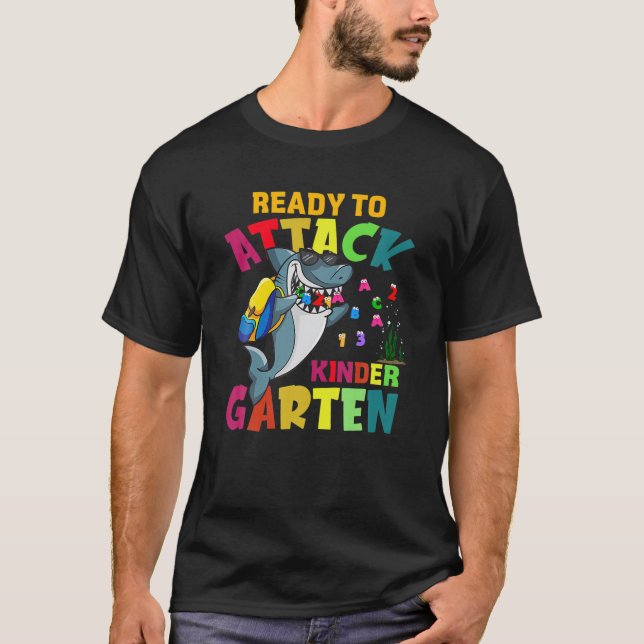 Shark Ready To Attack Kindergarten Back To School T-Shirt (Front)