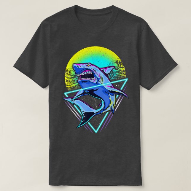 Shark Retro Punk 80s 90s  T-Shirt (Design Front)