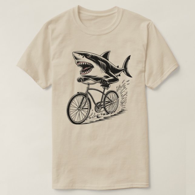 Shark Riding Bicycle• Land Shark Attack Tee • Absu (Design Front)