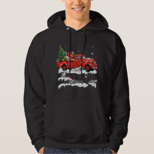 Shark Riding Red Truck Merry Christmas X-mas Ugly Hoodie