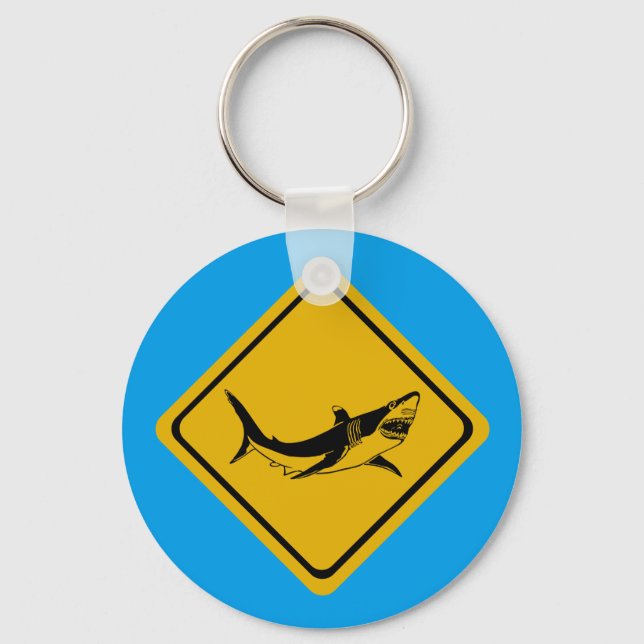 shark road sign keychain (Front)