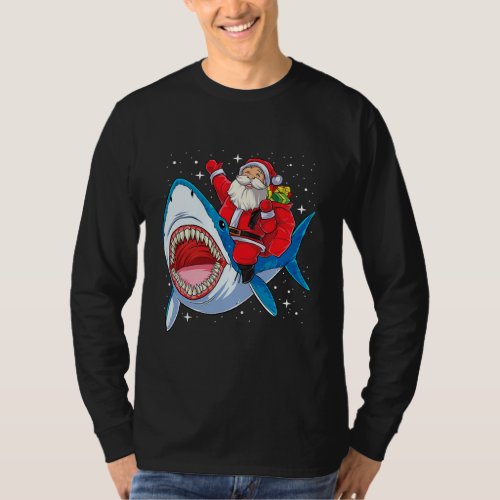Shark Santa Christmas Pajamas Matching Family T_Shirt