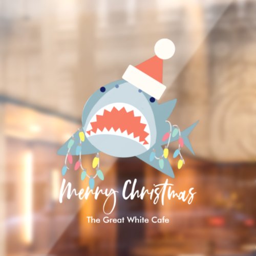 Shark Santa Claus Christmas Lights Holiday Window Cling
