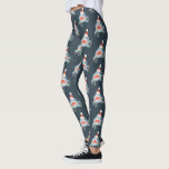 Shark Santa Claus Navy Blue Christmas Holiday Leggings<br><div class="desc">This cute christmas holiday leggings features a navy blue background with patterns of a shark with a santa hat and christmas lights. Change the background colors and personalize it for your needs. You can find matching products at my store.</div>