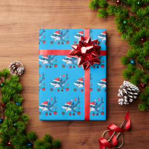 Shark Santa Hat Christmas Gift Ocean Wrapping Paper