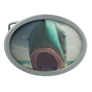 Shark sculpture on the beach belt buckle