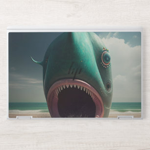 Shark sculpture on the beach HP laptop skin