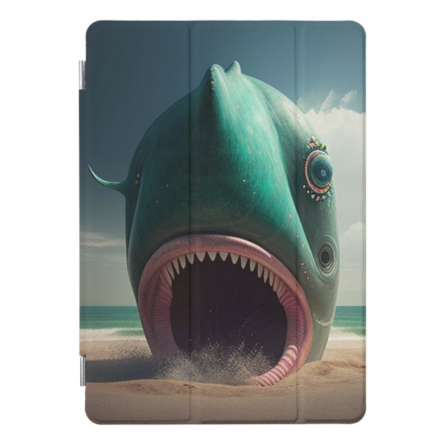 Shark sculpture on the beach iPad pro cover (Front)