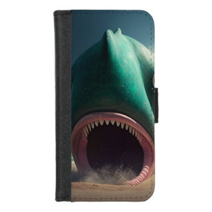 Shark sculpture on the beach iPhone 8/7 wallet case