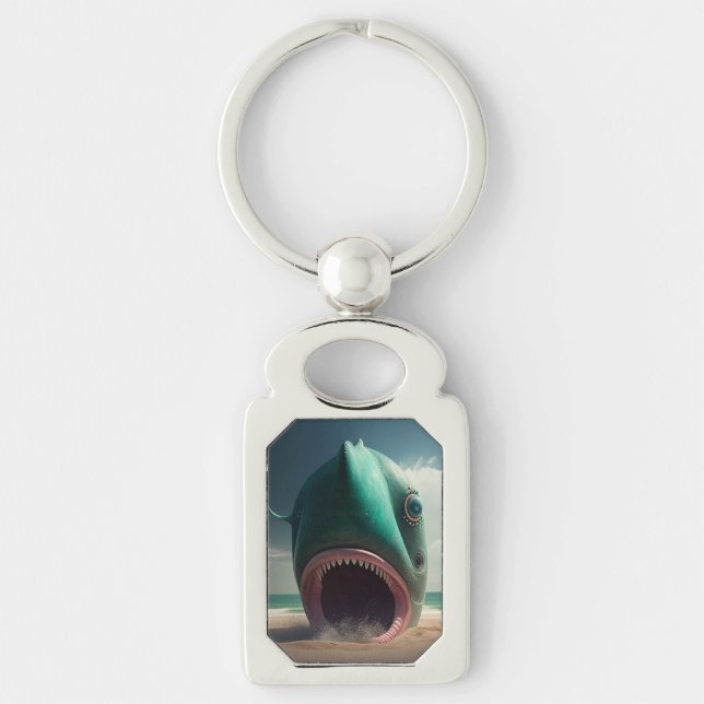 Shark sculpture on the beach keychain (Front)