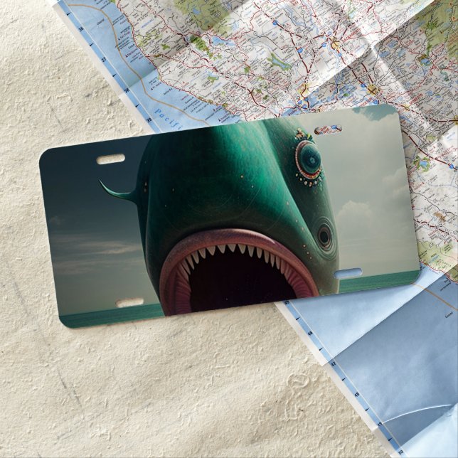 Shark sculpture on the beach license plate (In Situ)