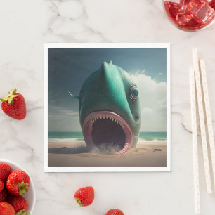 Shark sculpture on the beach napkins