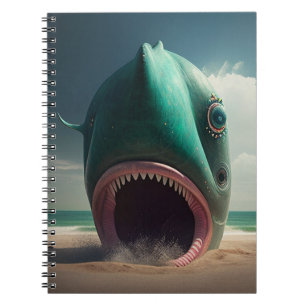 Shark sculpture on the beach notebook