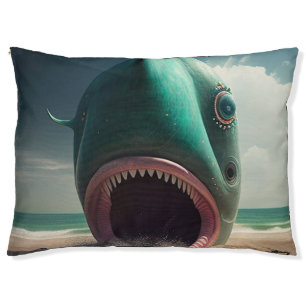 Shark sculpture on the beach pet bed